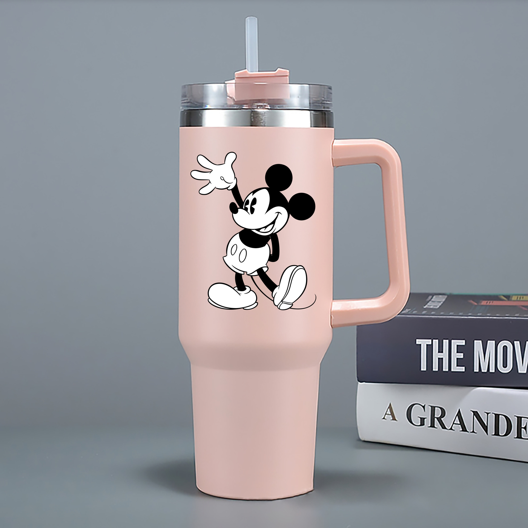 （画像用） ミッキーマウス Mickey Mouse 1200mL車用タンブラー - クリスタルステッカー（プラスチックストロー付き）